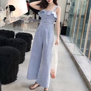 Striped wide-leg jumpsuit